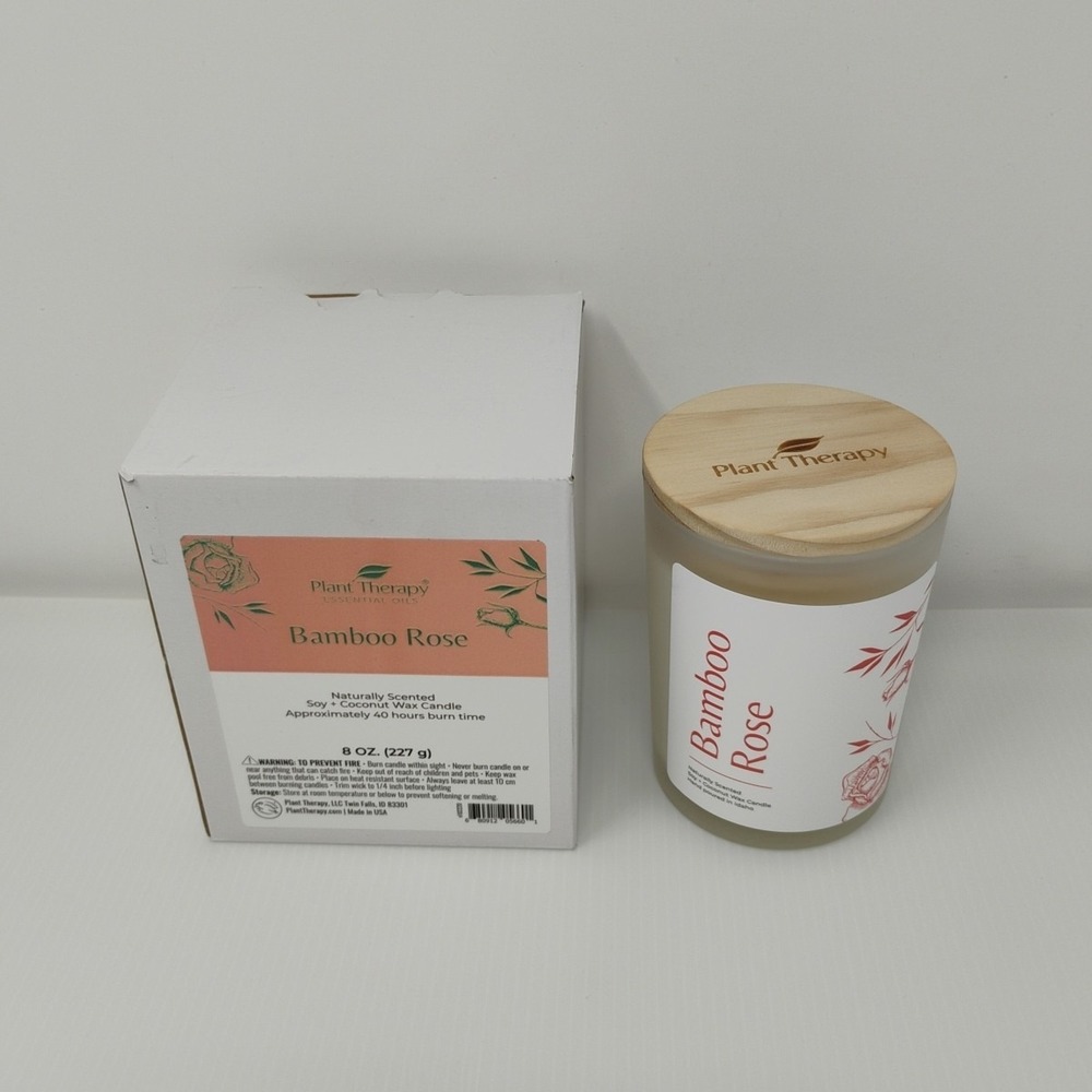 Plant Therapy Bamboo Rose Naturally Scented Soy + Coconut Wax Candle 8 ounces‎